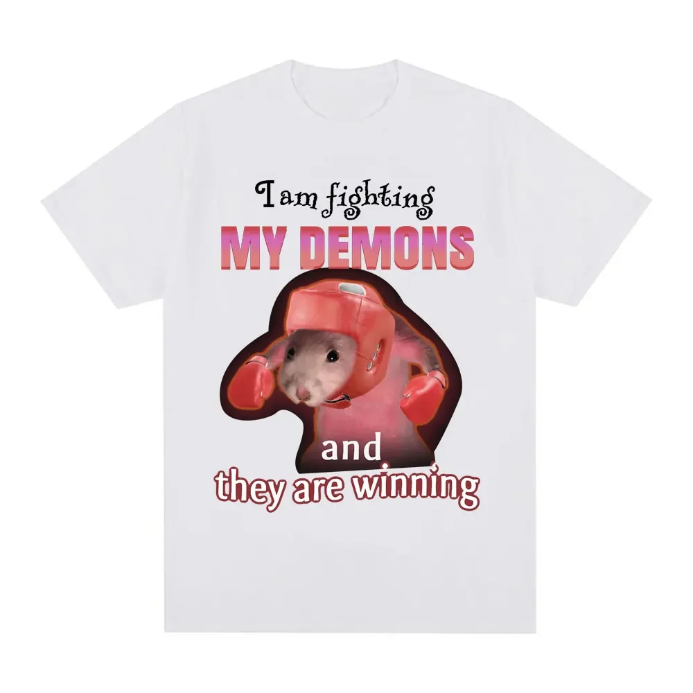 Funny I Am Fighting My Demons and The Are Winning Rat Meme T-shirt Men Women Cotton Fashion Creative T Shirts Short Sleeve Tops
Funny I Am Fighting My Demons and The Are Winning Rat Meme T-shirt Men Women Cotton Fashion Creative T Shirts Short Sleeve Tops