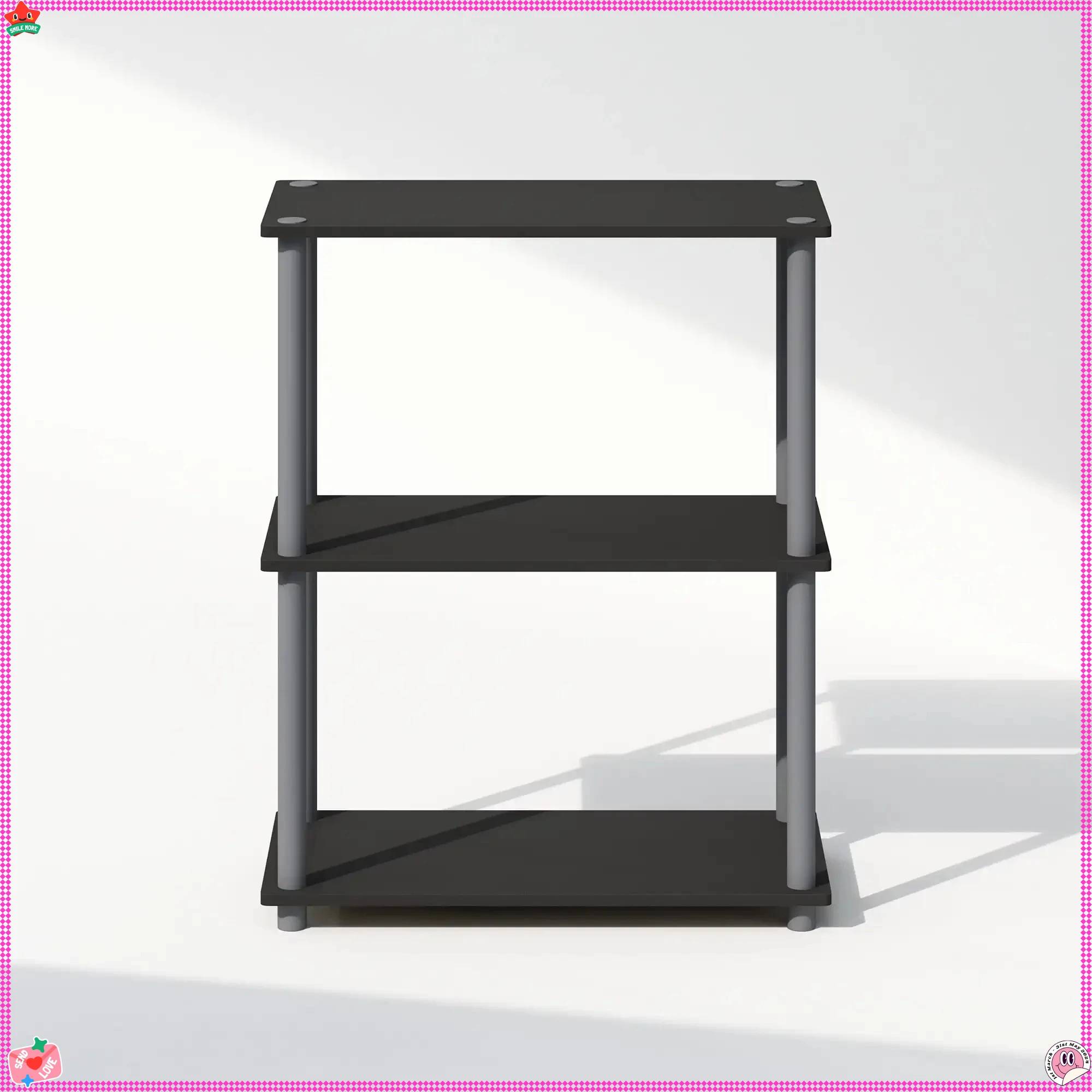 Three-tier multi-purpose compact display rack with clean lines and open shelves, perfect for small spaces
Three-tier multi-purpose compact display rack with clean lines and open shelves, perfect for small spaces