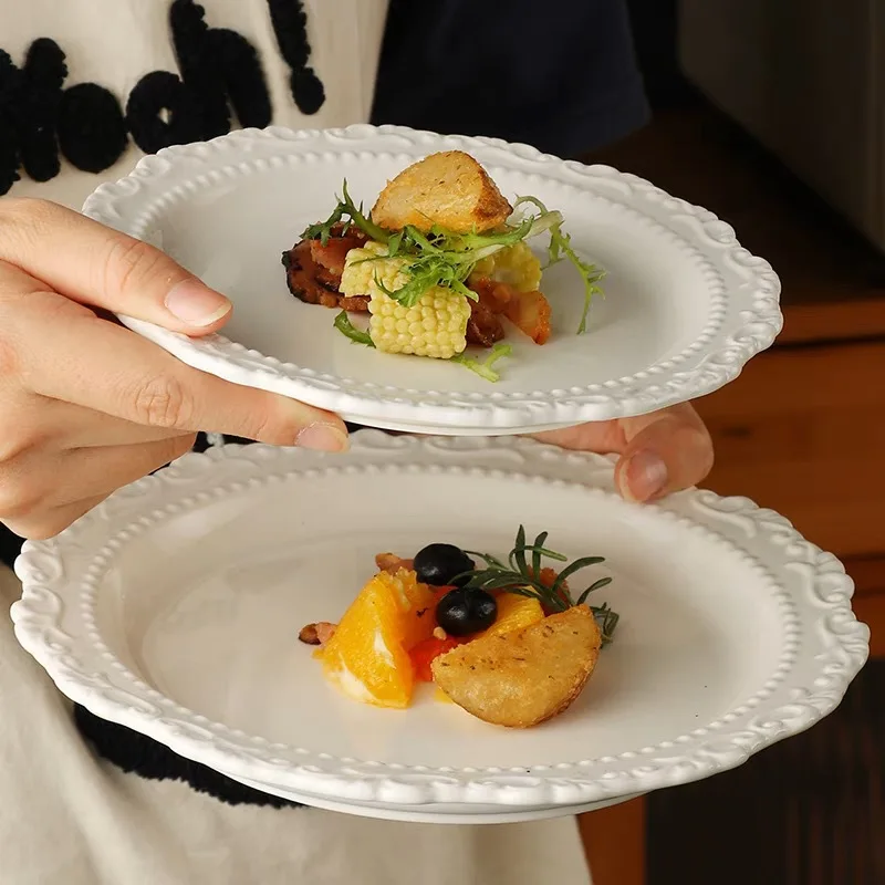 Relief Ceramic Dining Plates Retro Practical Dining Plates Western Cuisine Plates Household Plate Flat Plate Steak Dessert Plate
Relief Ceramic Dining Plates Retro Practical Dining Plates Western Cuisine Plates Household Plate Flat Plate Steak Dessert Plate
