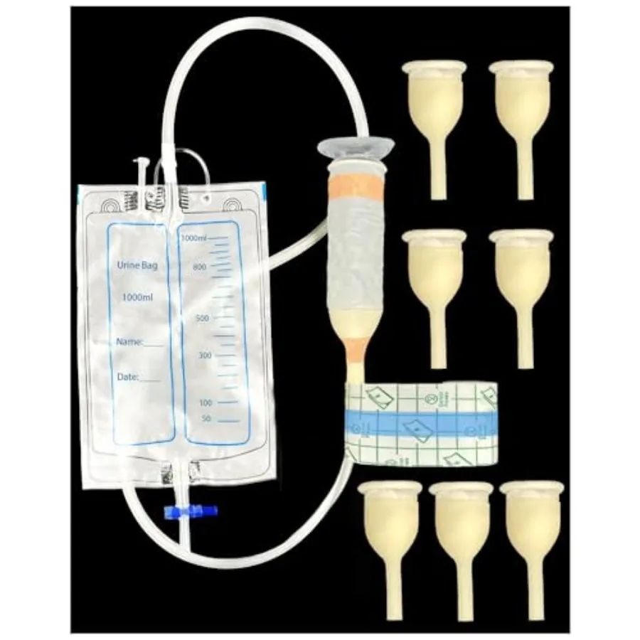 External Catheters Condom for Men, 7pc External Urinary Catheter for Incontinence Male, Home Use, Self-Sealing, 1000ml Leg Bag
External Catheters Condom for Men, 7pc External Urinary Catheter for Incontinence Male, Home Use, Self-Sealing, 1000ml Leg Bag