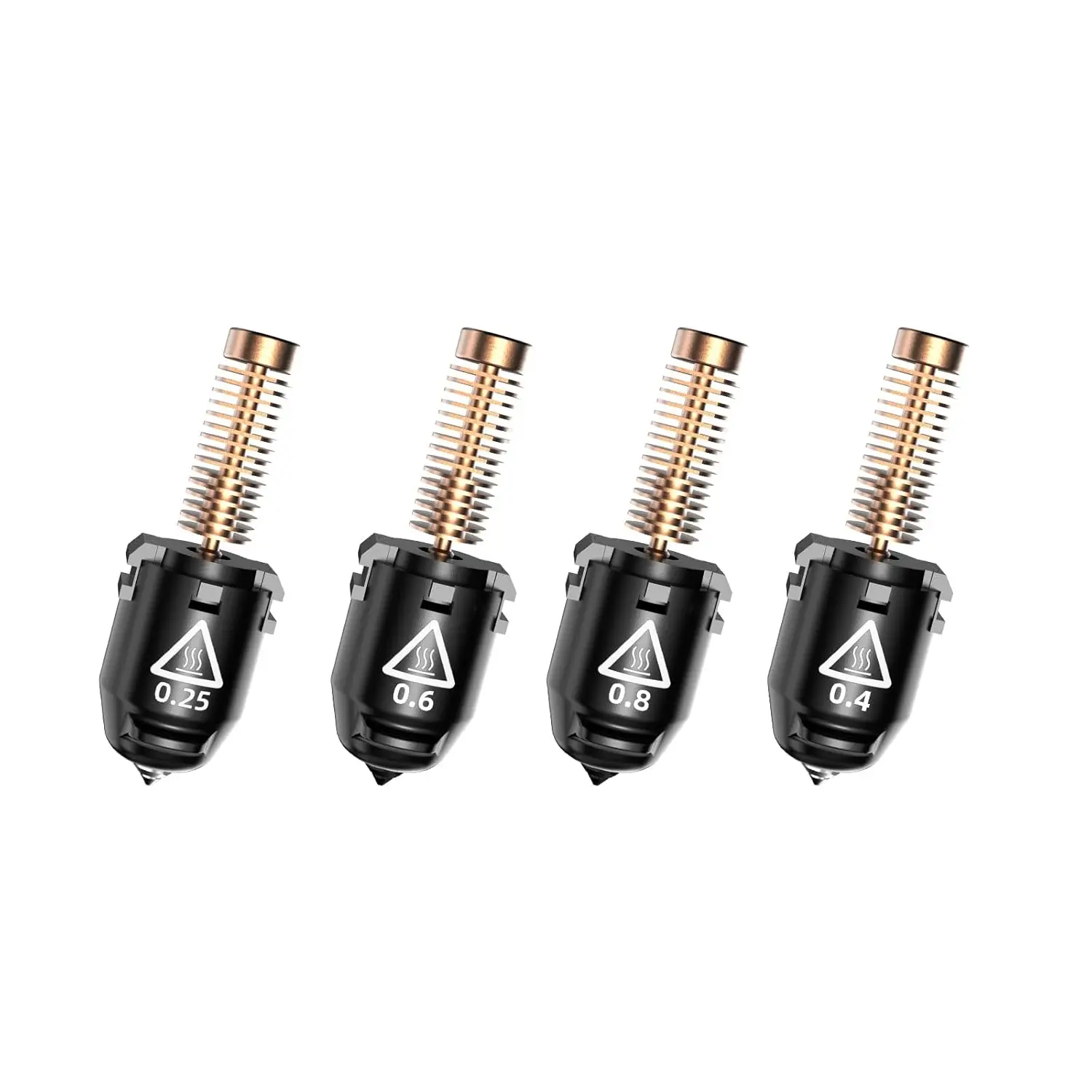 4-Pack Nozzle Set for High-Speed 3D Printing, 280°C High Flow 32mm³/s, Quick-Detachable, 0.25/0.4/0.6/0.8mm
4-Pack Nozzle Set for High-Speed 3D Printing, 280°C High Flow 32mm³/s, Quick-Detachable, 0.25/0.4/0.6/0.8mm