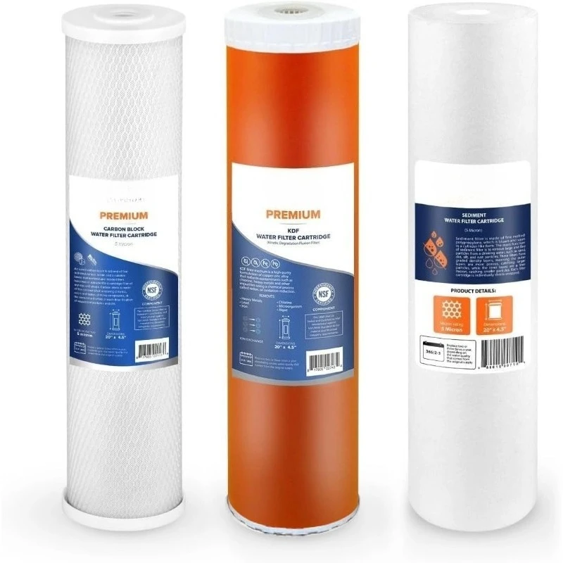 5 Micron 20 x 4.5 Water Filters Whole House Set NSF Certified Water Filter Replacement Cartridges 
5 Micron 20 x 4.5 Water Filters Whole House Set NSF Certified Water Filter Replacement Cartridges