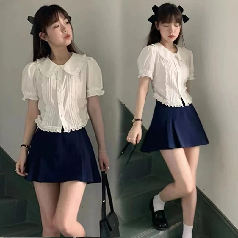 Chic Ort Sve Doll Collar Irt Women's Summer Faionable Age-defng Breathable Light-weight Polyester Blend Irt
Chic Ort Sve Doll Collar Irt Women's Summer Faionable Age-defng Breathable Light-weight Polyester Blend Irt