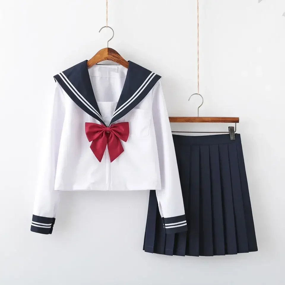 Japanese School Uniform Girl Jk Suit Sexy Spring and Autumn Red Tie White Three Basic Sailor Uniform Women Long Sleeve Suit
Japanese School Uniform Girl Jk Suit Sexy Spring and Autumn Red Tie White Three Basic Sailor Uniform Women Long Sleeve Suit