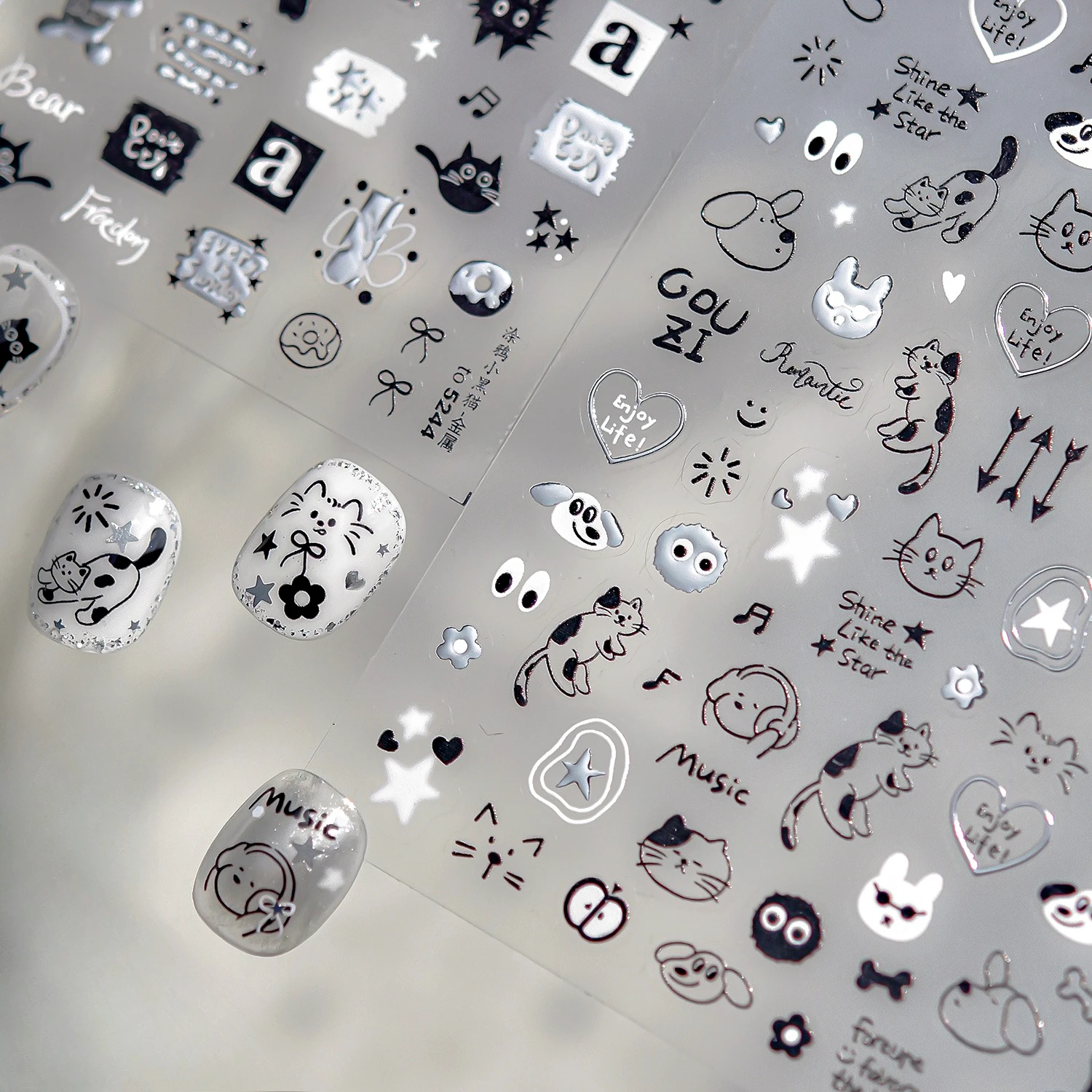 Cute Cartoon Graffiti Star Apple Black Bear Cat Note Music Letter A Line Rabbit Love Heart Nail Art Stickers DIY Manicure Decals
Cute Cartoon Graffiti Star Apple Black Bear Cat Note Music Letter A Line Rabbit Love Heart Nail Art Stickers DIY Manicure Decals