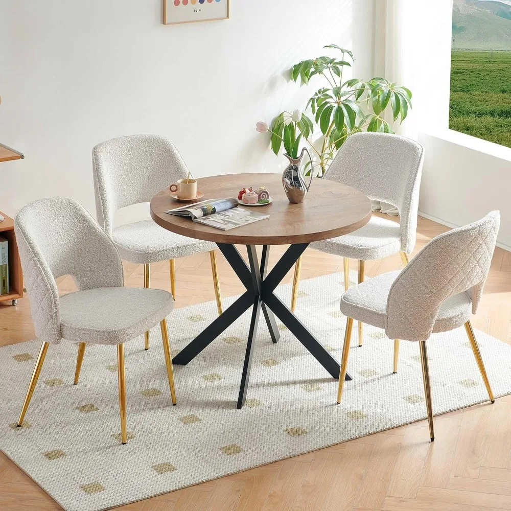 5-Piece Dining Table Set for 4 - Space Saving 37-Inch Round Table and Chairs, with Upholstered Dining Chairs, Dining Room Set
5-Piece Dining Table Set for 4 - Space Saving 37-Inch Round Table and Chairs, with Upholstered Dining Chairs, Dining Room Set