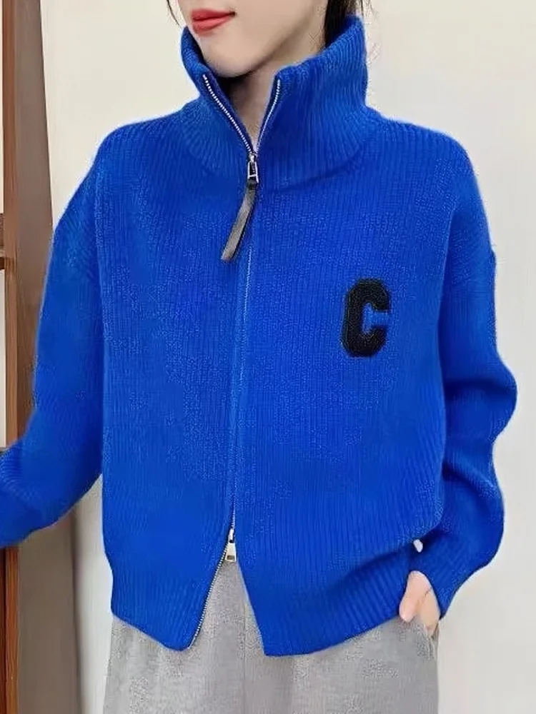Blue Double Zipper Knitted Sweater Women's Loose Casual Lazy Style Winter New Arrival Korean Version Open Cardigan Coat
Blue Double Zipper Knitted Sweater Women's Loose Casual Lazy Style Winter New Arrival Korean Version Open Cardigan Coat