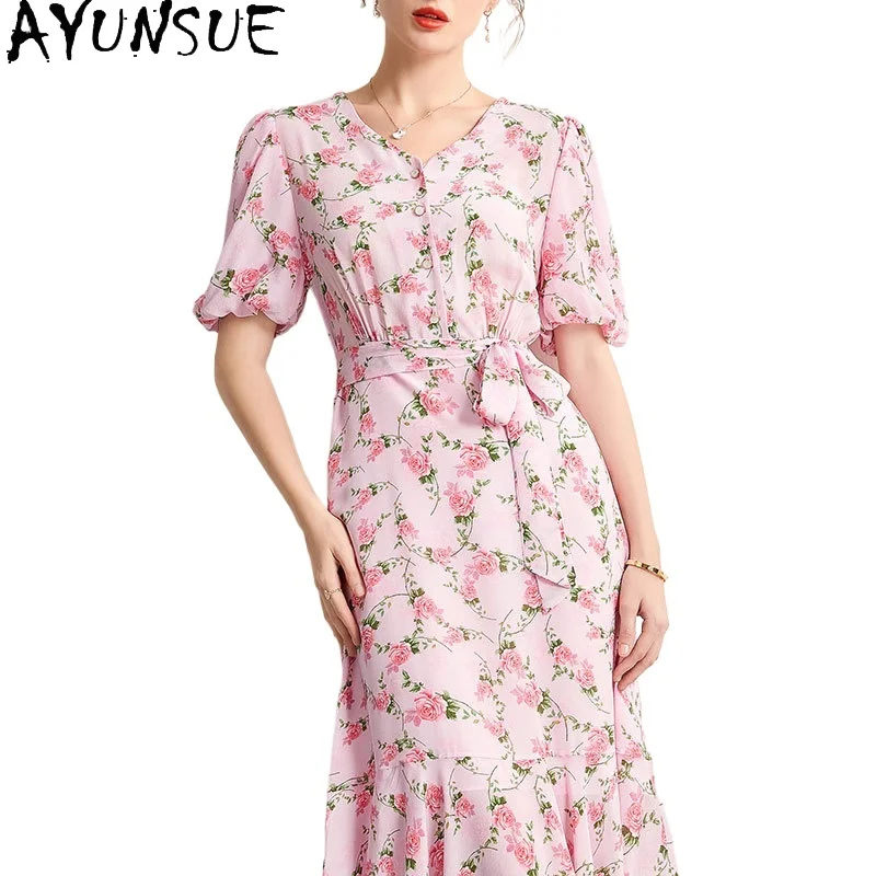 AYUNSUE 100% Mulberry Silk Womens Dresses Midi Dress Elegant and Pretty Women's Dresses Summer Clothes Lace-up Vestidos 2024
AYUNSUE 100% Mulberry Silk Womens Dresses Midi Dress Elegant and Pretty Women's Dresses Summer Clothes Lace-up Vestidos 2024