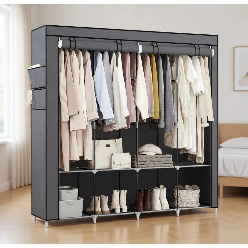 Portable Closet Organizer with Cover Hanging Rods Shelves Side Pockets Large Capacity for Bedroom Living Room 66.9x17.7x65.7
Portable Closet Organizer with Cover Hanging Rods Shelves Side Pockets Large Capacity for Bedroom Living Room 66.9x17.7x65.7