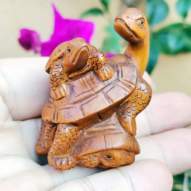 Y8198 - 2" Hand Carved Boxwood Netsuke Figurine - 3 Lucky Turtles
Y8198 - 2" Hand Carved Boxwood Netsuke Figurine - 3 Lucky Turtles