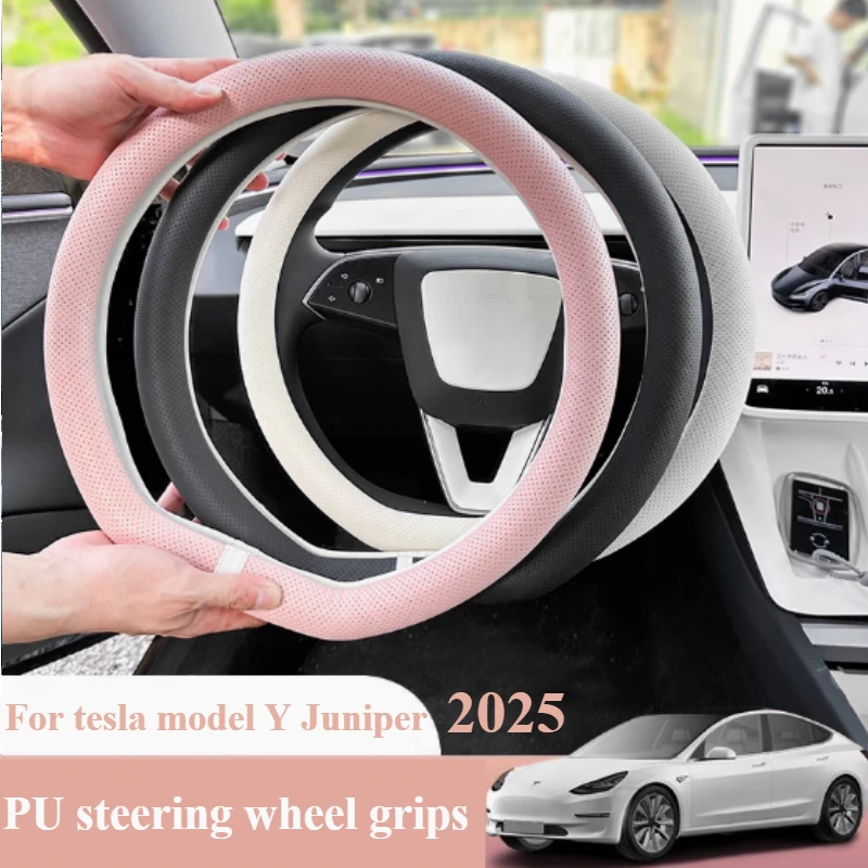 Чехол на руль из искусственной кожи для Tesla Model Y Juniper, противоскользящий сменный защитный чехол для рулевого управления, аксессуары для интерьера
Чехол на руль из искусственной кожи для Tesla Model Y Juniper, противоскользящий сменный защитный чехол для рулевого управления, аксессуары для интерьера