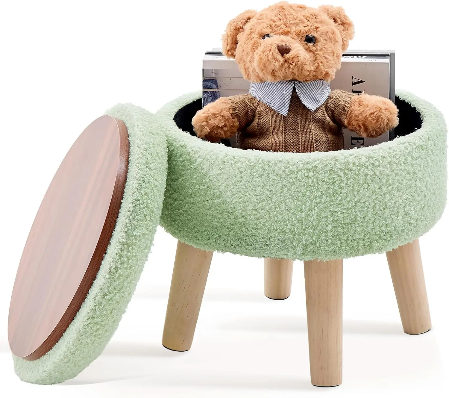 Versatile Storage Ottoman, Round Footstool With Soft Padded Seat, Small End Table With 4 Wood Legs, Teddy Velvet Foot Rest For
Versatile Storage Ottoman, Round Footstool With Soft Padded Seat, Small End Table With 4 Wood Legs, Teddy Velvet Foot Rest For