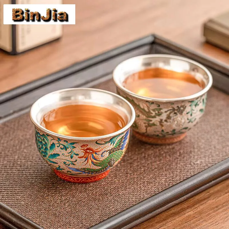 140Ml High End Dragon And Phoenix Teacup 999 Gilded Sier Couple Cup Tea Master Bowl Chazhan Water Mug Drinking Gifts
140Ml High End Dragon And Phoenix Teacup 999 Gilded Sier Couple Cup Tea Master Bowl Chazhan Water Mug Drinking Gifts