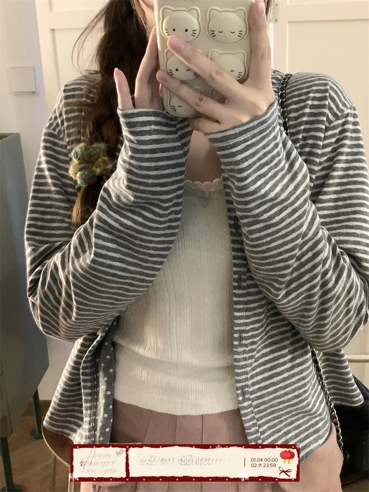 TheDouerr Chic Striped Polka Dot Double Layer Special Knitted round Ne Open Cardigan Sweet Sle Women's ort Outerwear
TheDouerr Chic Striped Polka Dot Double Layer Special Knitted round Ne Open Cardigan Sweet Sle Women's ort Outerwear