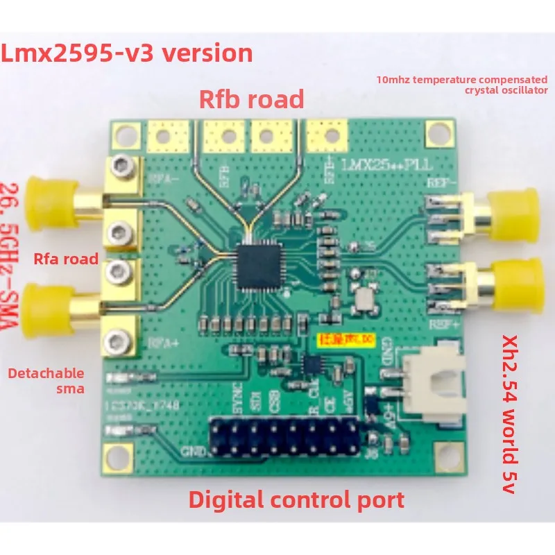 Lmx2595 phase-locked loop development board, 10mhz-19ghz, supports frequency sweeping, type-c power supply, high-frequency sma
Lmx2595 phase-locked loop development board, 10mhz-19ghz, supports frequency sweeping, type-c power supply, high-frequency sma