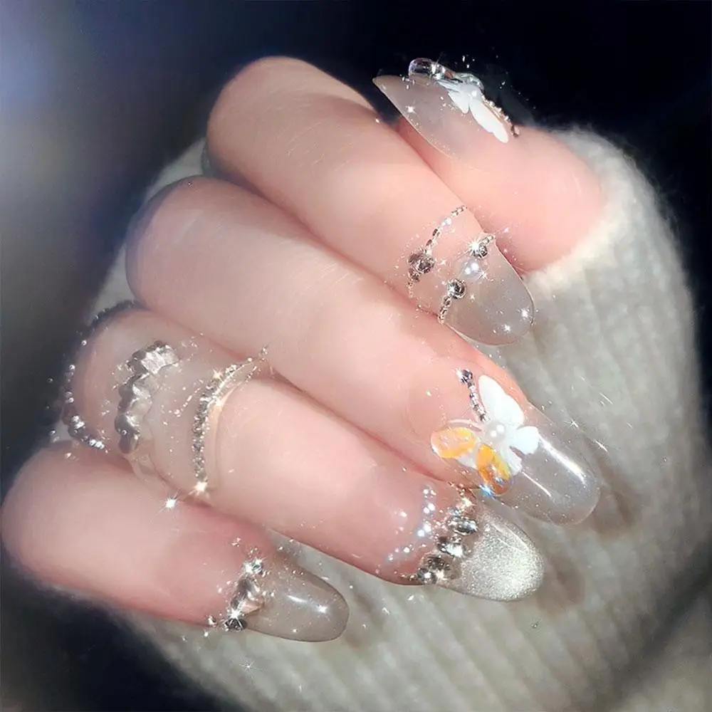 24Pcs Sparkling Fairy Fake Nails 3D Butterfly Handmade Press On Nails Luxury Rhinestone Decorative Cat Eye False Nails for Women
24Pcs Sparkling Fairy Fake Nails 3D Butterfly Handmade Press On Nails Luxury Rhinestone Decorative Cat Eye False Nails for Women