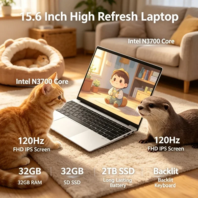 Top 120Hz IPS Display 15.6 Inch Laptop Intel N3700 32GB Large RAM 2TB SSD Big Capacity Battery With Backlit Keyboard
Top 120Hz IPS Display 15.6 Inch Laptop Intel N3700 32GB Large RAM 2TB SSD Big Capacity Battery With Backlit Keyboard