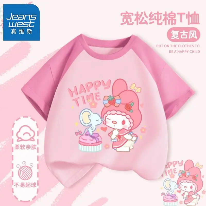 Girls Ins Fashion My Melody Anime Kawaii Sanrio Ins Summer Cotton Base Shirt Cute Children Short Sleeve Color Hoodie Gifts Toys
Girls Ins Fashion My Melody Anime Kawaii Sanrio Ins Summer Cotton Base Shirt Cute Children Short Sleeve Color Hoodie Gifts Toys