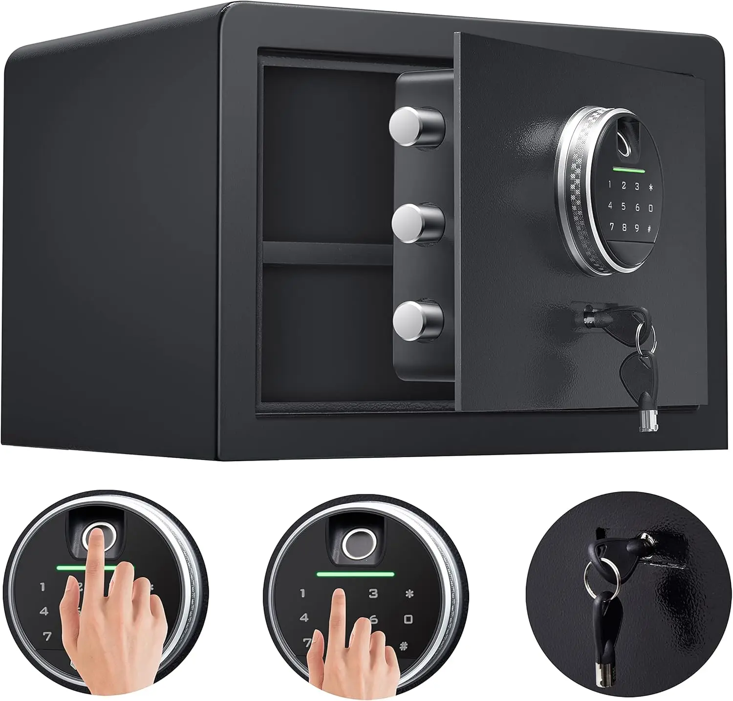 Biometric Fingerprint Safe, 1.0 Cu Ft Home Security for Cash Jewelry Guns, 9.8x13.8x11 inches
Biometric Fingerprint Safe, 1.0 Cu Ft Home Security for Cash Jewelry Guns, 9.8x13.8x11 inches
