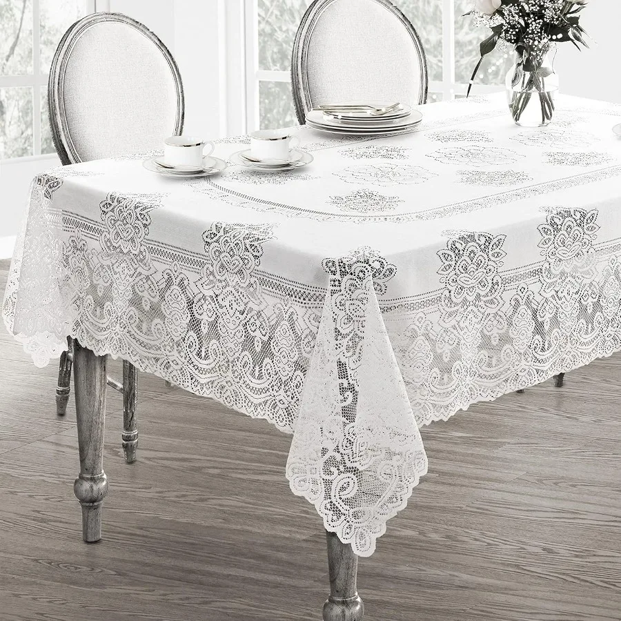 Spring Allison Rectangle Lace Tablecloth, 60 x 144 Inch, Heirloom Scalloped Polyester Lace Table Cloth, White
Spring Allison Rectangle Lace Tablecloth, 60 x 144 Inch, Heirloom Scalloped Polyester Lace Table Cloth, White
