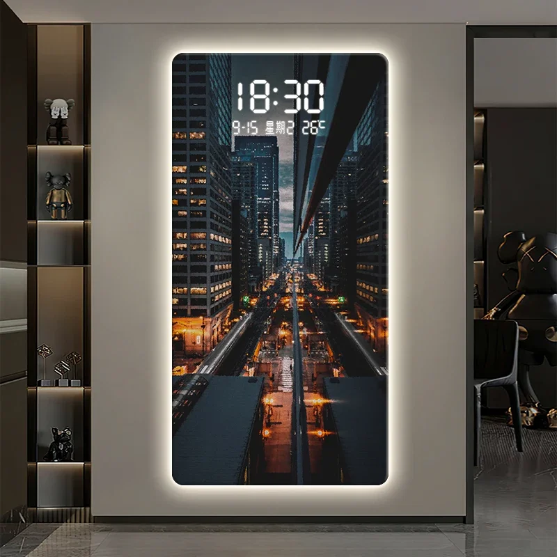 Led Electronic Wall Hanging Clock Porch Decorative Painting City Night Scene Advanced Sense Human Induction Wall Clock
Led Electronic Wall Hanging Clock Porch Decorative Painting City Night Scene Advanced Sense Human Induction Wall Clock