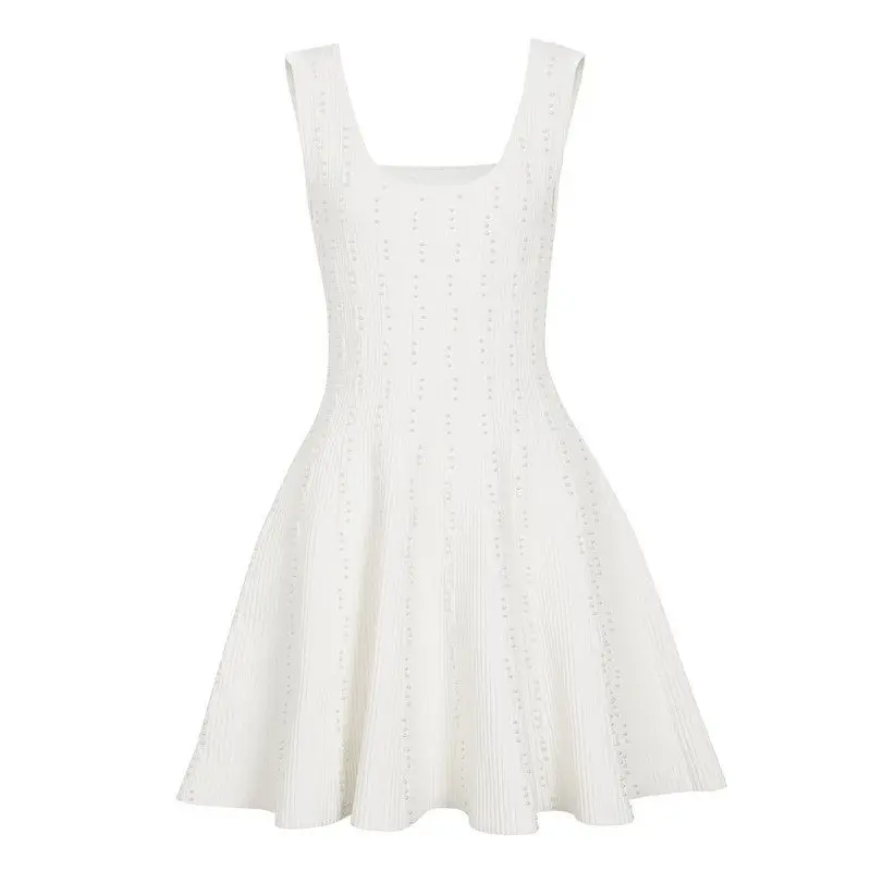 Elegant Short Sleeveless Knitted Dress Women's High Waist Pleated Skirt Casual Summer New Style Quality Needlework
Elegant Short Sleeveless Knitted Dress Women's High Waist Pleated Skirt Casual Summer New Style Quality Needlework
