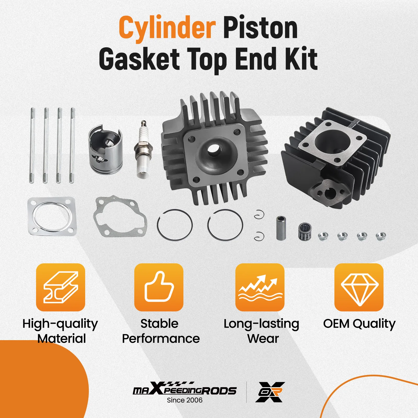 49cc Cylinder Piston Gasket Top End Kit For Suzuki LT-A 50 2002-2005 12140-16B10
49cc Cylinder Piston Gasket Top End Kit For Suzuki LT-A 50 2002-2005 12140-16B10