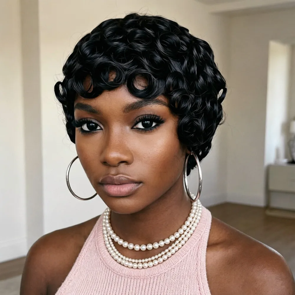 pixie cut hair wig brown black color curly short human hair wig machine made human hair wigs for women pixie wig
pixie cut hair wig brown black color curly short human hair wig machine made human hair wigs for women pixie wig