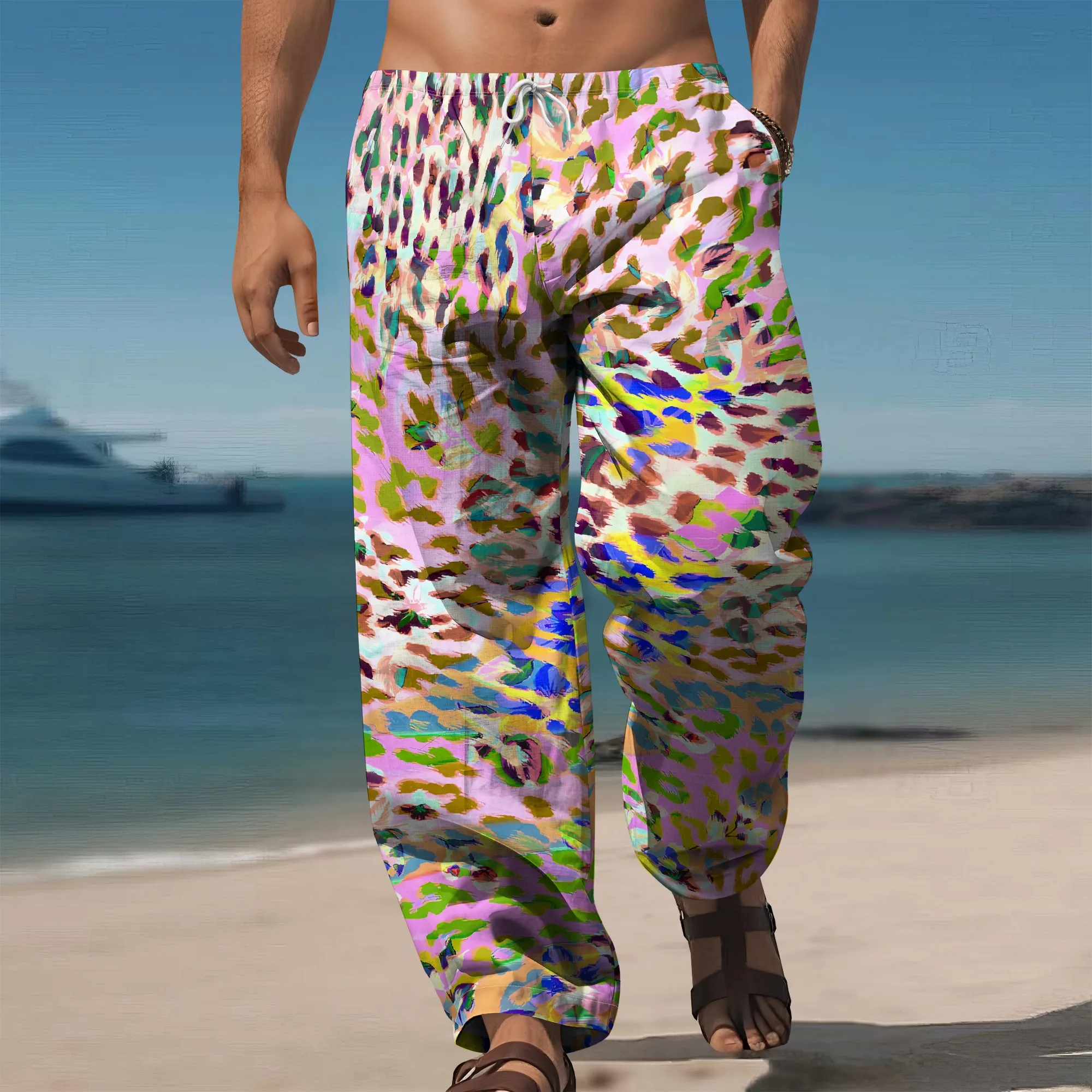 YEAE Light Brown Leopard Print Pants for Men Summer Casual Loose Drawstring Trousers
YEAE Light Brown Leopard Print Pants for Men Summer Casual Loose Drawstring Trousers