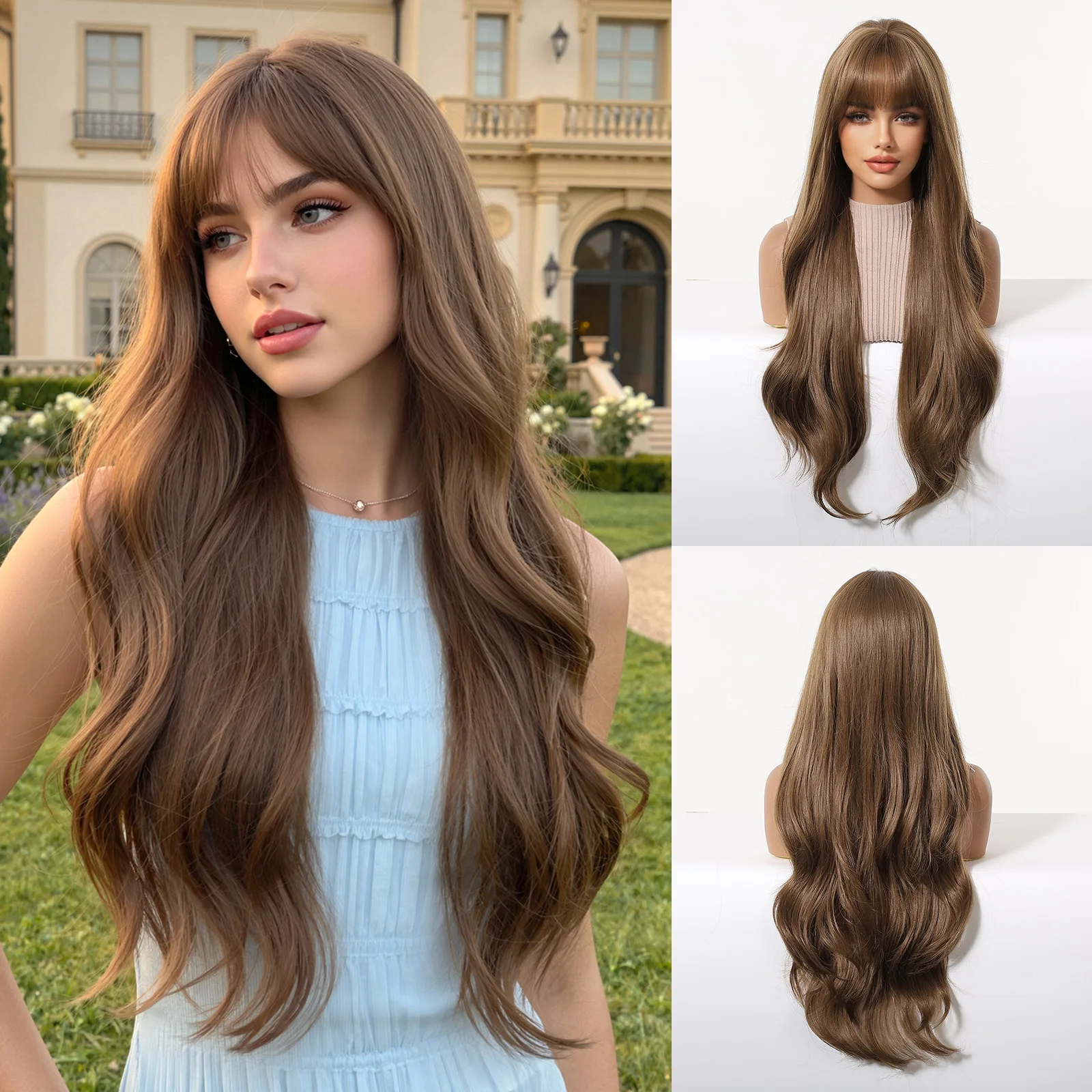 ALAN EATON Long Wavy Light Brown Wig with Bangs for Women Chestnut Brown Synthetic Hair Heat Resistant Fiber Loose Wave Style
ALAN EATON Long Wavy Light Brown Wig with Bangs for Women Chestnut Brown Synthetic Hair Heat Resistant Fiber Loose Wave Style