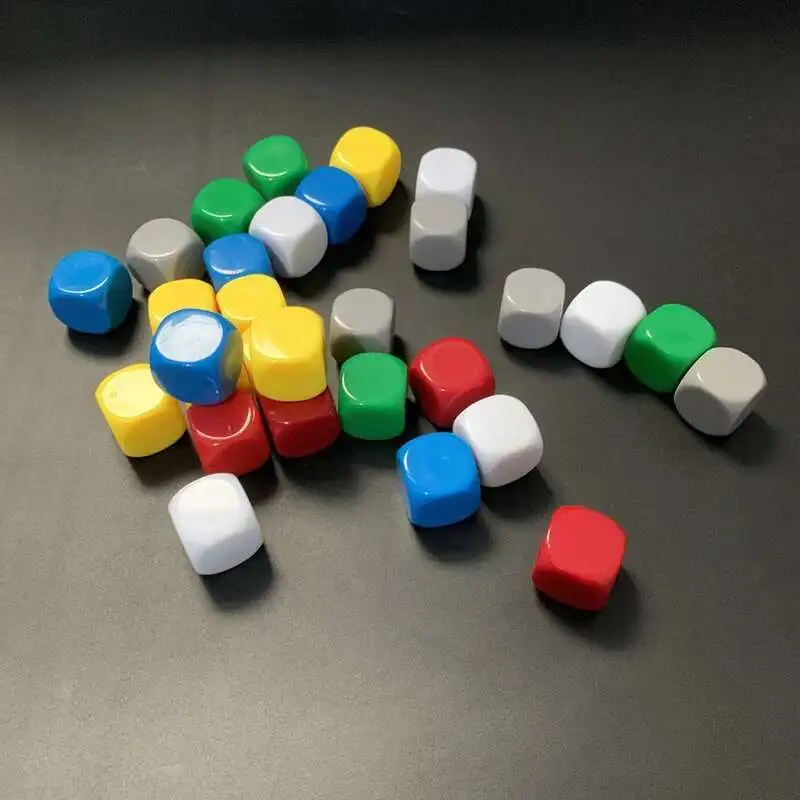 Large 100 pcs 22mm/0.87inch blank 6-color acrylic dice set - perfect for games, parties and crafts
Large 100 pcs 22mm/0.87inch blank 6-color acrylic dice set - perfect for games, parties and crafts