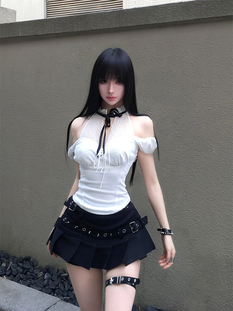 American Style Hot Girl White Lace Halter Short Top Women Summer 2026 New High Waist Pleated Skirt Two Piece Set
American Style Hot Girl White Lace Halter Short Top Women Summer 2026 New High Waist Pleated Skirt Two Piece Set