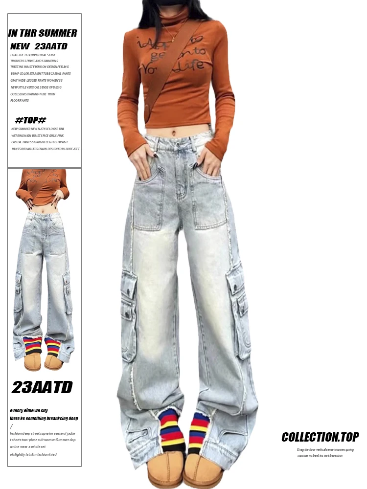 Women's Blue Jeans Baggy Harajuku Aesthetic Denim Trousers Y2k Japanese 2000s Style Jean Pants Vintage Trashy Oversize Clothes
Women's Blue Jeans Baggy Harajuku Aesthetic Denim Trousers Y2k Japanese 2000s Style Jean Pants Vintage Trashy Oversize Clothes