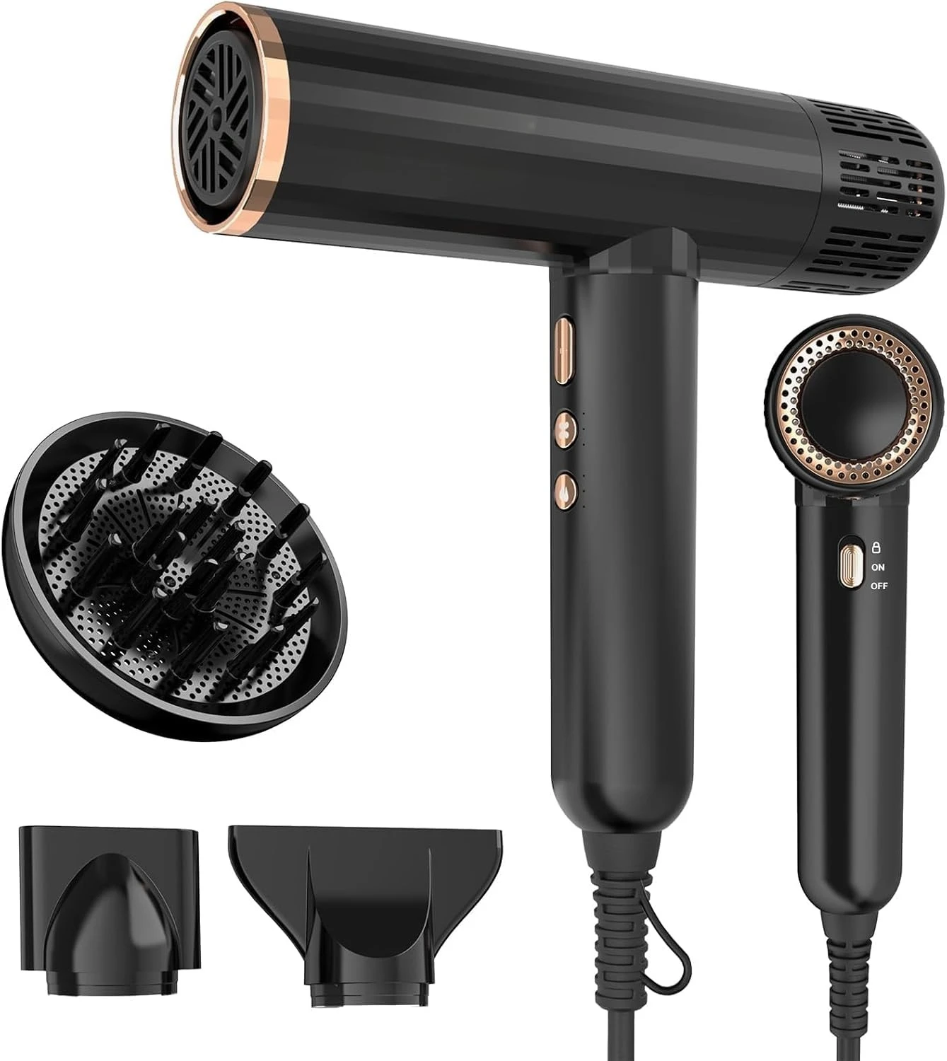 Hair Dryer with diffuser for Curly Hair,1600W &110000RPM High-Speed Brushless Motor for Fast,Low Noise,Lightweight,Lock Funct
Hair Dryer with diffuser for Curly Hair,1600W &110000RPM High-Speed Brushless Motor for Fast,Low Noise,Lightweight,Lock Funct