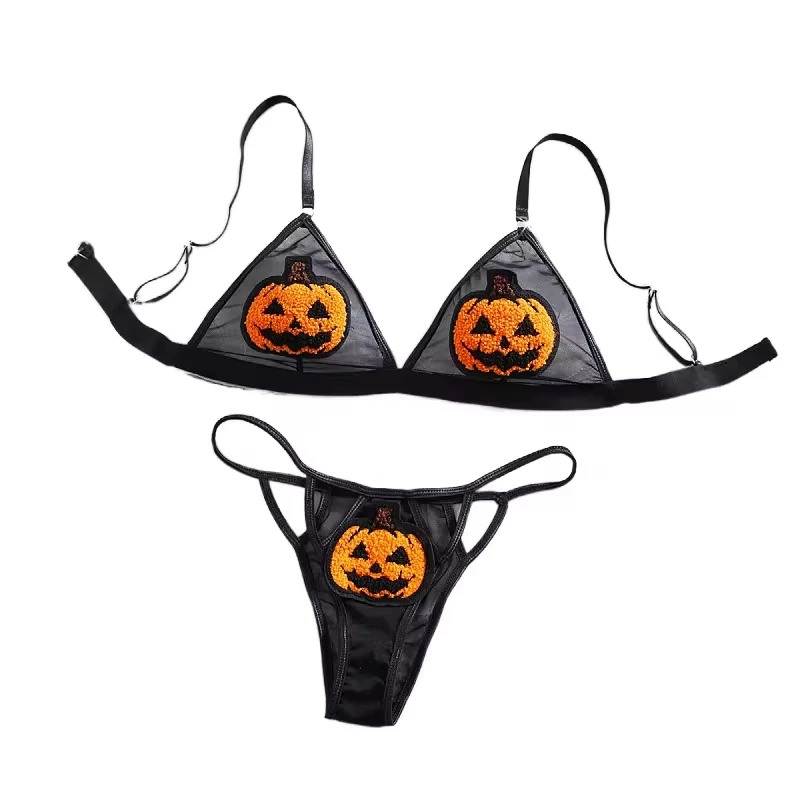 Western Halloween Pumpkin Devil Role Play Three Point Bra Womens Dark Funny Erotic Underwear Clothing Womens Sexy Lingerie Set
Western Halloween Pumpkin Devil Role Play Three Point Bra Womens Dark Funny Erotic Underwear Clothing Womens Sexy Lingerie Set