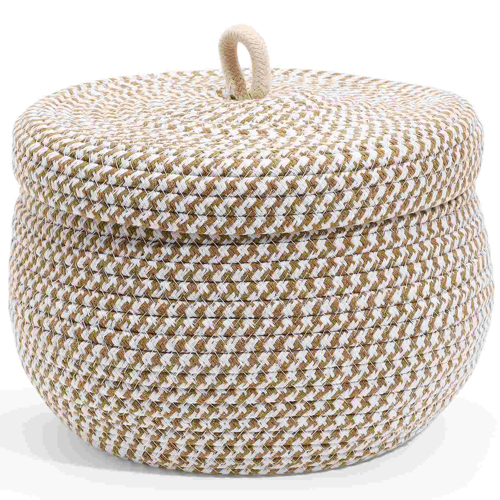 Woven Storage Basket Stylish Aesthetic Small Organizing Baskets Cotton Rope with Lid Decorative
Woven Storage Basket Stylish Aesthetic Small Organizing Baskets Cotton Rope with Lid Decorative
