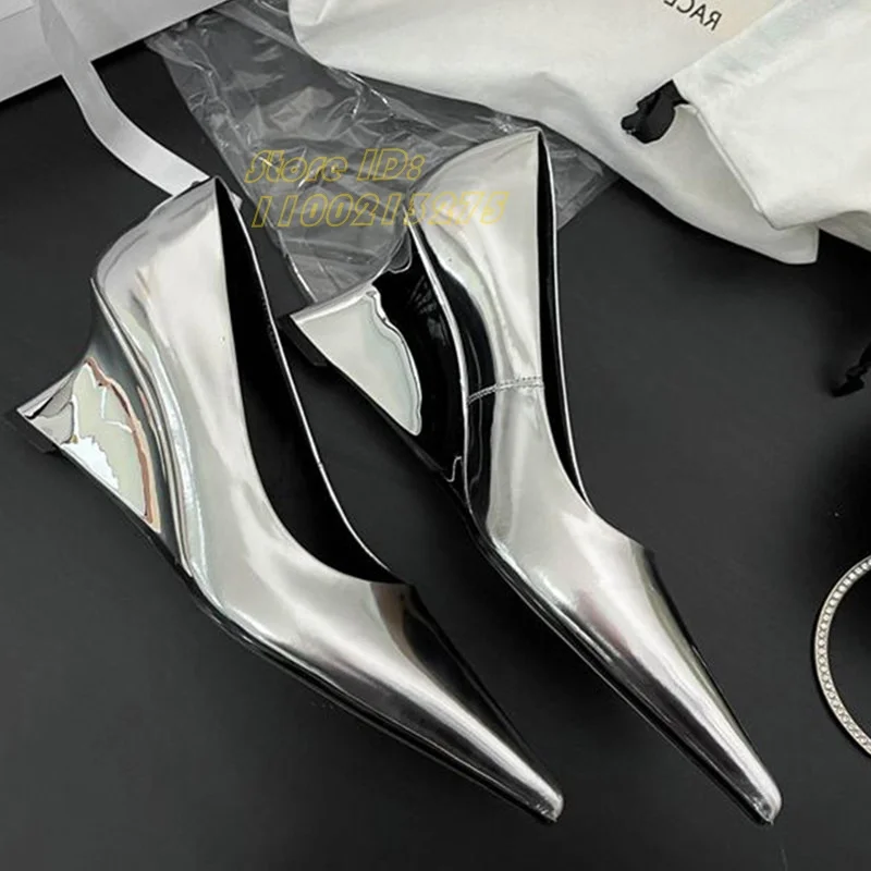 Silver Pointed Toe Electroplated Pumps Sloping Heel Leather Shallow Slip On Runway 2026 Spring Autumn Women Dress Shoes Black
Silver Pointed Toe Electroplated Pumps Sloping Heel Leather Shallow Slip On Runway 2026 Spring Autumn Women Dress Shoes Black