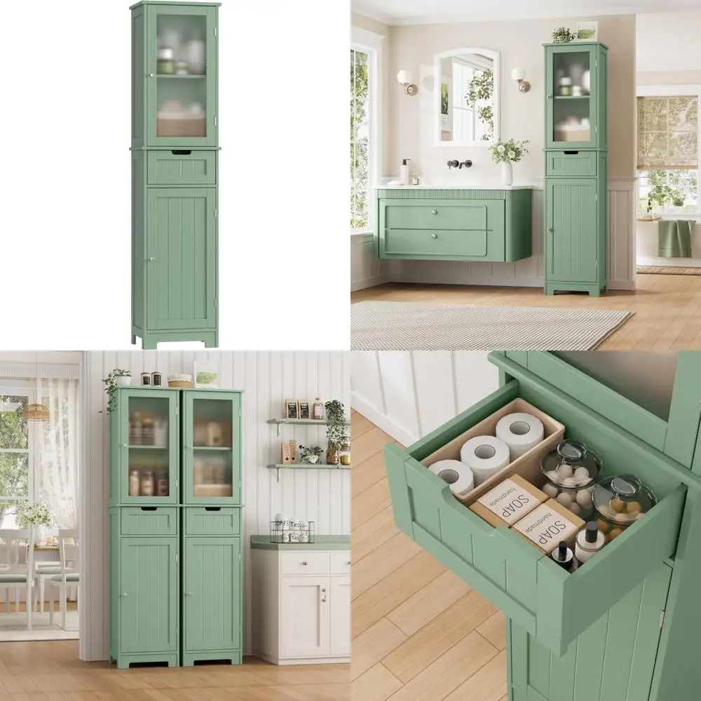 67" high standing linen cabinet with adjustable shelf and door storage for bathrooms
67" high standing linen cabinet with adjustable shelf and door storage for bathrooms