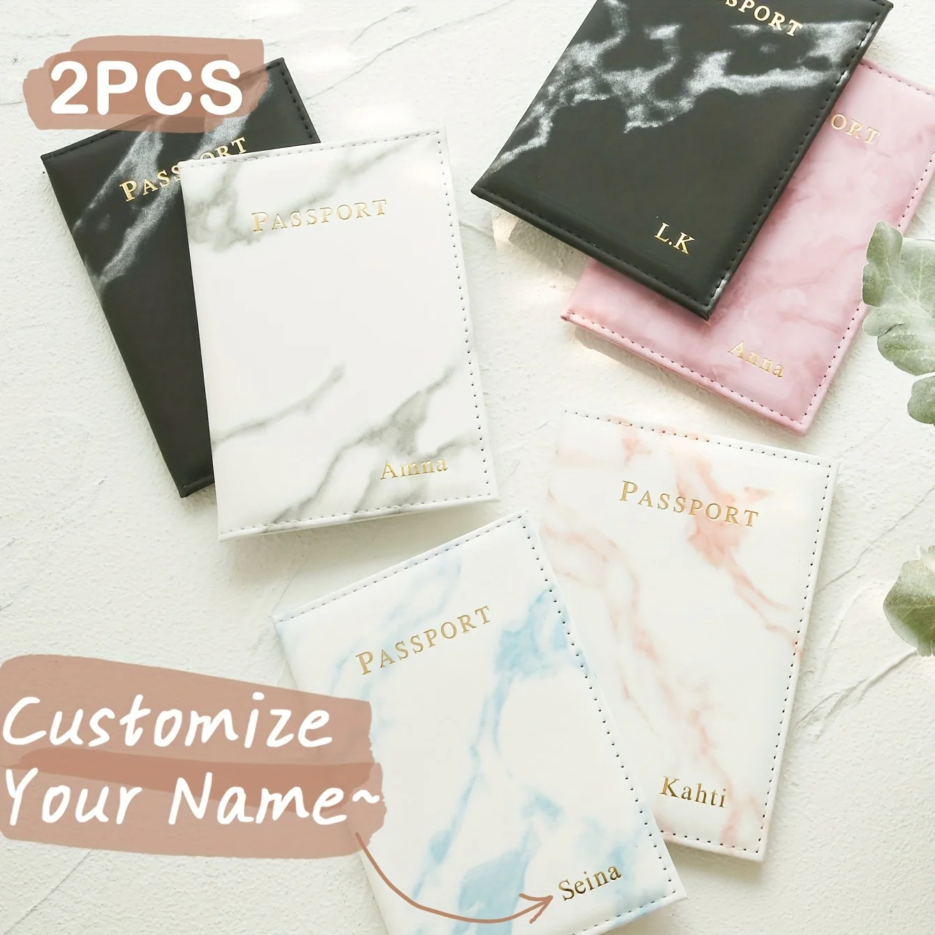 2PCS Custom Couple Passport Holder Set Hot Stamping Name Passport Holder Chic Marble Pattern Passport Cover Travel Accessories
2PCS Custom Couple Passport Holder Set Hot Stamping Name Passport Holder Chic Marble Pattern Passport Cover Travel Accessories