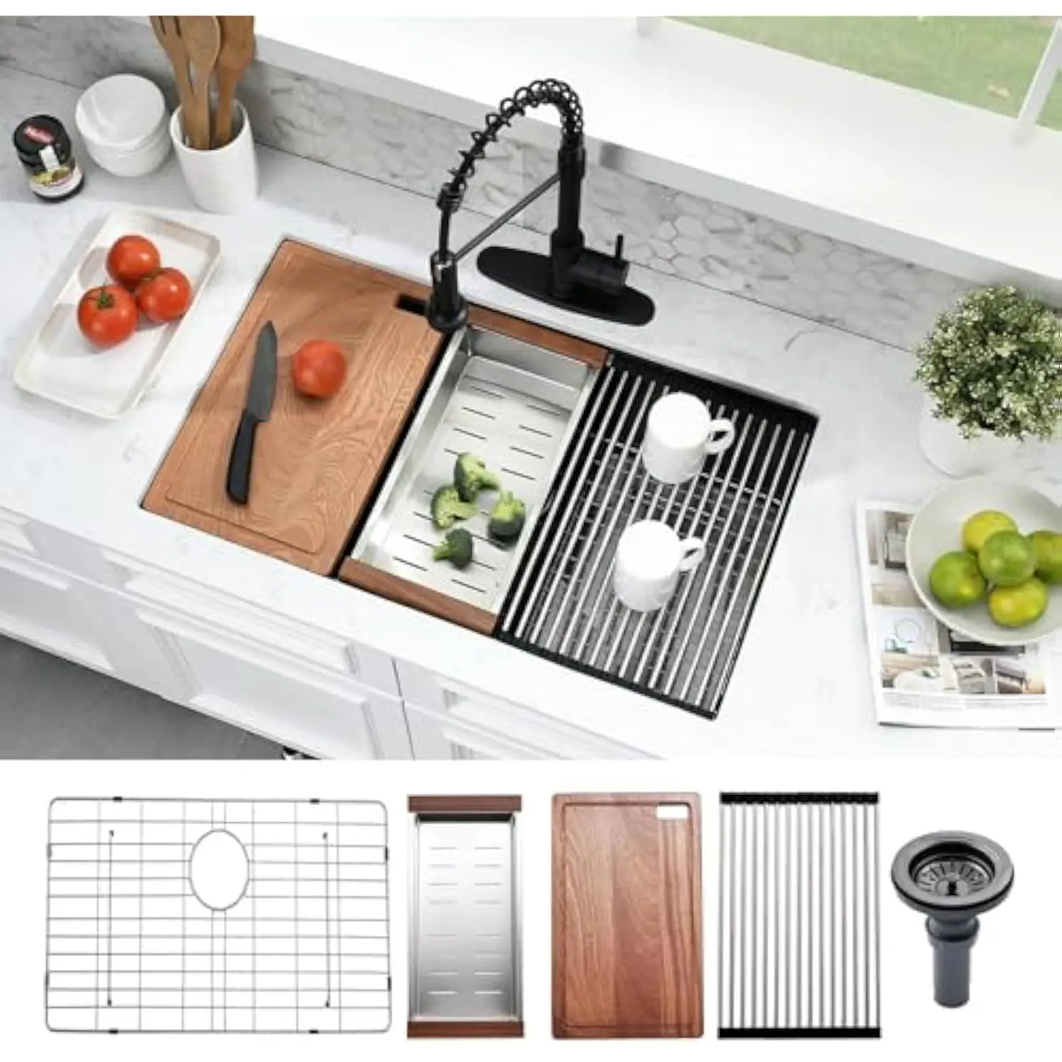 30 英寸 Undermount Workstation Kitchen Sink- 30X18 Black Undermount Kitchen Sink 16 Gauge Stainless Steel Deep Sinks Single Bow
30 英寸 Undermount Workstation Kitchen Sink- 30X18 Black Undermount Kitchen Sink 16 Gauge Stainless Steel Deep Sinks Single Bow