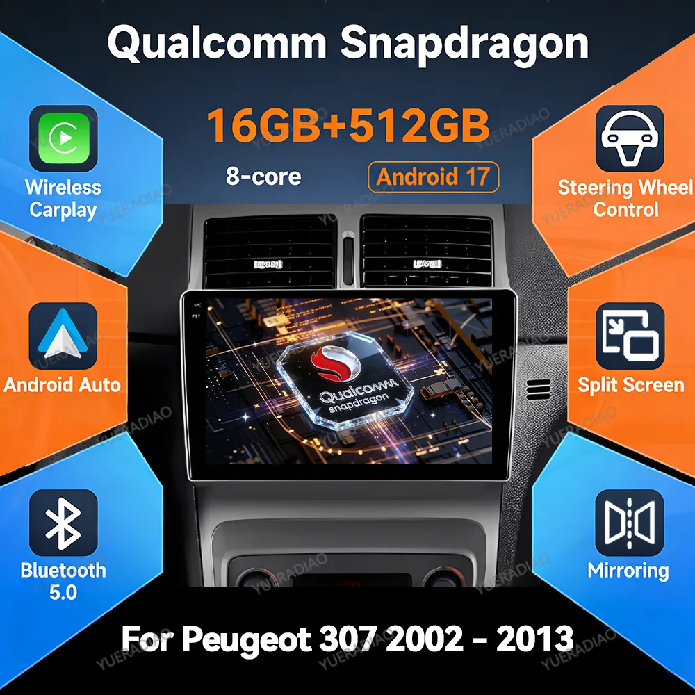 Android 17 Car Radio For Peugeot 307 CC SW 2002 - 2013 Multimedia Stereo Video Player BT Qualcomm Head Unit 2DIN GPS NAVI QLED
Android 17 Car Radio For Peugeot 307 CC SW 2002 - 2013 Multimedia Stereo Video Player BT Qualcomm Head Unit 2DIN GPS NAVI QLED