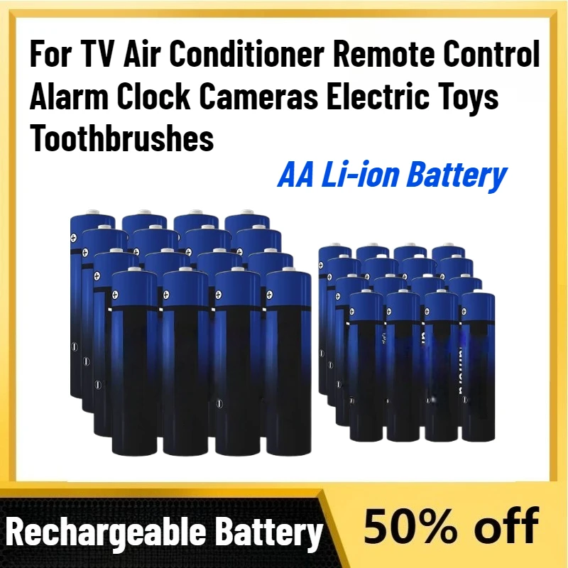New AA Li-ion Rechargeable Batteries for TV Air Conditioner Remote Control Alarm Clock Cameras Electric Toys Toothbrushes
New AA Li-ion Rechargeable Batteries for TV Air Conditioner Remote Control Alarm Clock Cameras Electric Toys Toothbrushes