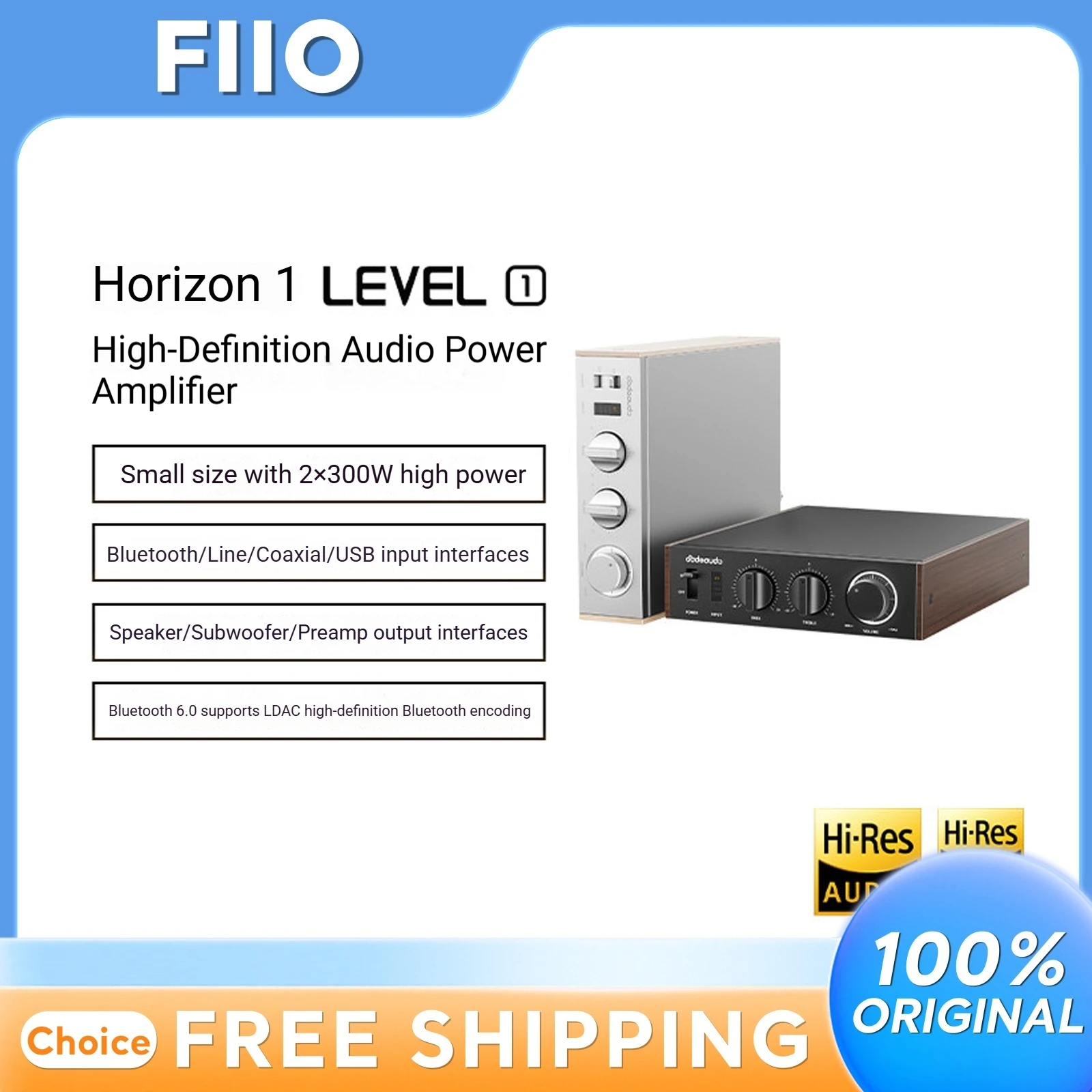 FiiO Level 1 Hifi Power Amplifier 2 X 300W High Power Bluetooth 60 Ldac Hi Res Audio Home Desktop Coaxial Usb Input Output
FiiO Level 1 Hifi Power Amplifier 2 X 300W High Power Bluetooth 60 Ldac Hi Res Audio Home Desktop Coaxial Usb Input Output