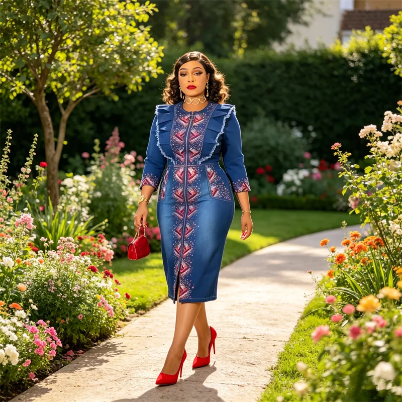 African Denim Dresses for Women Plus Size Rhinestone Bodycon Dress Dashiki Ankara Evening Party Gown Morocco Kaftan Robe Abaya
African Denim Dresses for Women Plus Size Rhinestone Bodycon Dress Dashiki Ankara Evening Party Gown Morocco Kaftan Robe Abaya