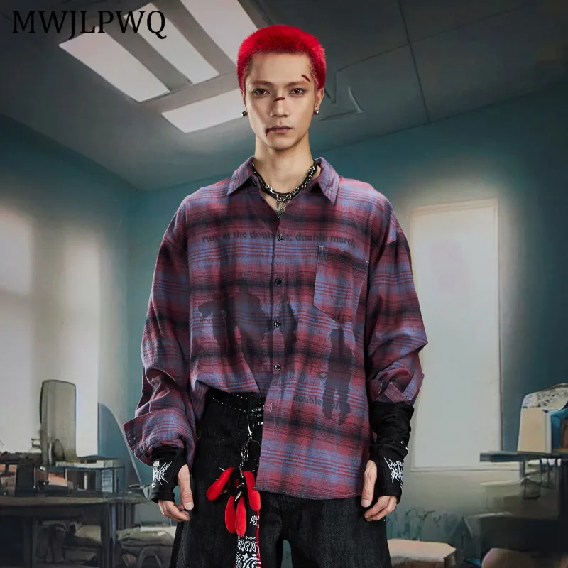 MWJLPWQ Men's Print Plaid Versatile Shirt High Street Lapel Color-Block Single Breasted Unisex Trendy Loose Fit Casual Top 11488 
MWJLPWQ Men's Print Plaid Versatile Shirt High Street Lapel Color-Block Single Breasted Unisex Trendy Loose Fit Casual Top 11488