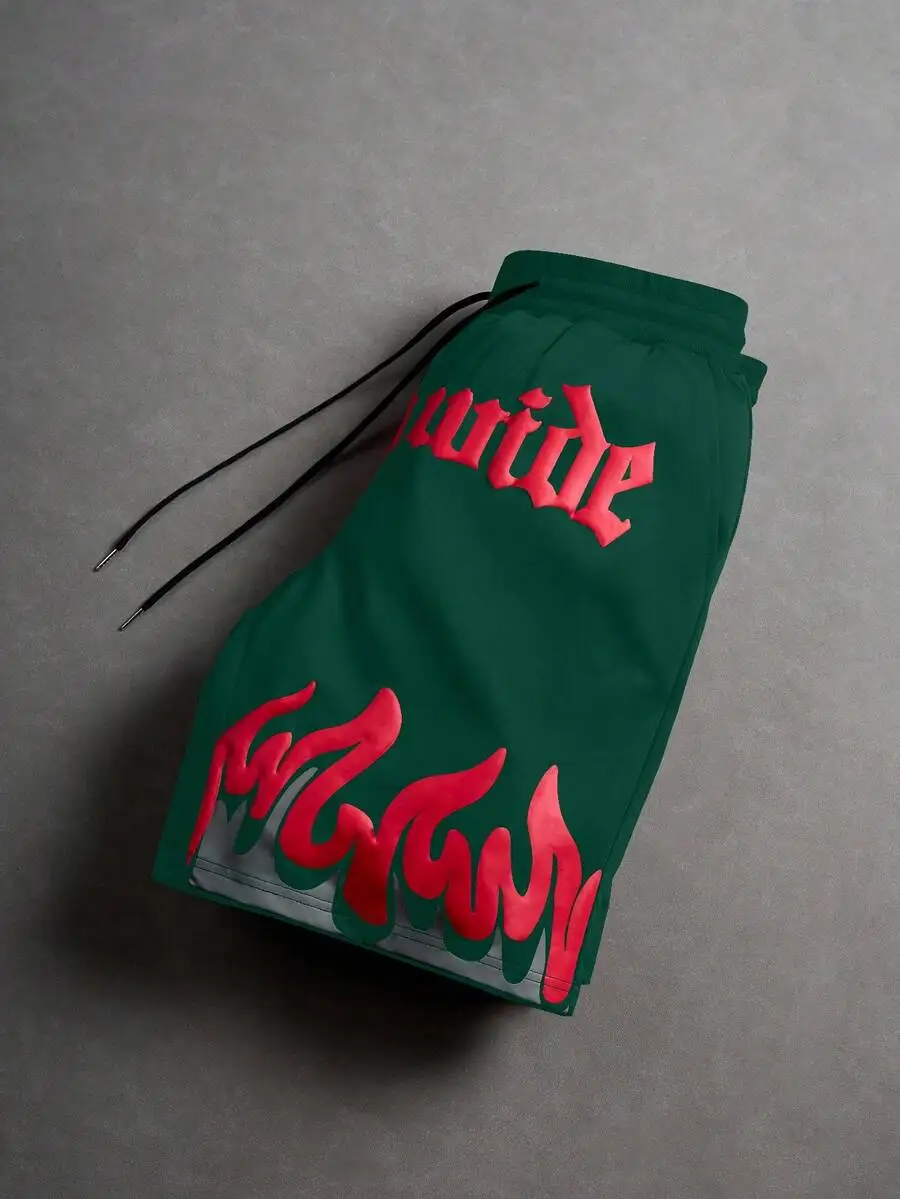 Mens Casual Summer Shorts With Flame And Letter Print Green
Mens Casual Summer Shorts With Flame And Letter Print Green