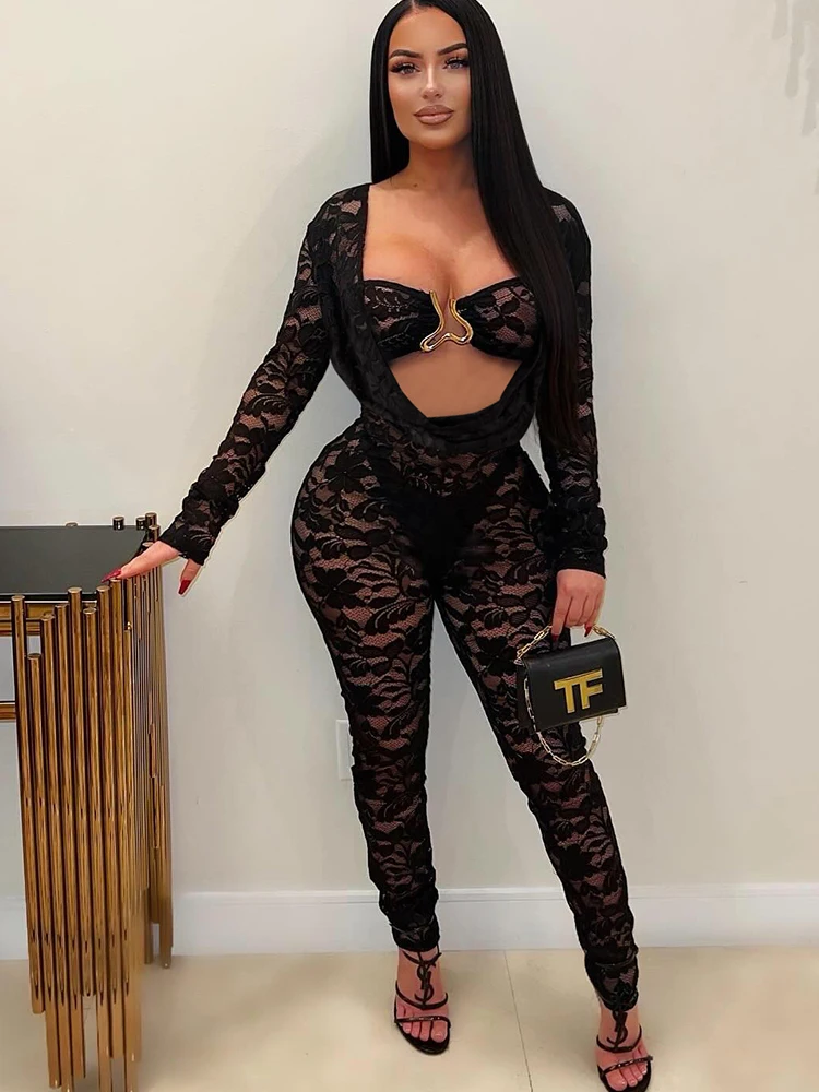 Whatiwear Sexy Jacquard Jumpsuit+Bra Women Swing Collar See Through Hot Girls Midnight Club Party Trend Skinny Stretch Overalls
Whatiwear Sexy Jacquard Jumpsuit+Bra Women Swing Collar See Through Hot Girls Midnight Club Party Trend Skinny Stretch Overalls