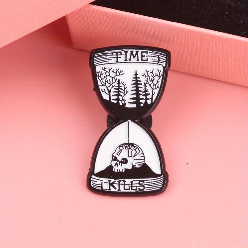 Sandflow Metaphor "TIME KILLS" Enamel Pin - Black/White Tree & Skull Contrast Design with Minimalist Typography for Journals & B
Sandflow Metaphor "TIME KILLS" Enamel Pin - Black/White Tree & Skull Contrast Design with Minimalist Typography for Journals & B