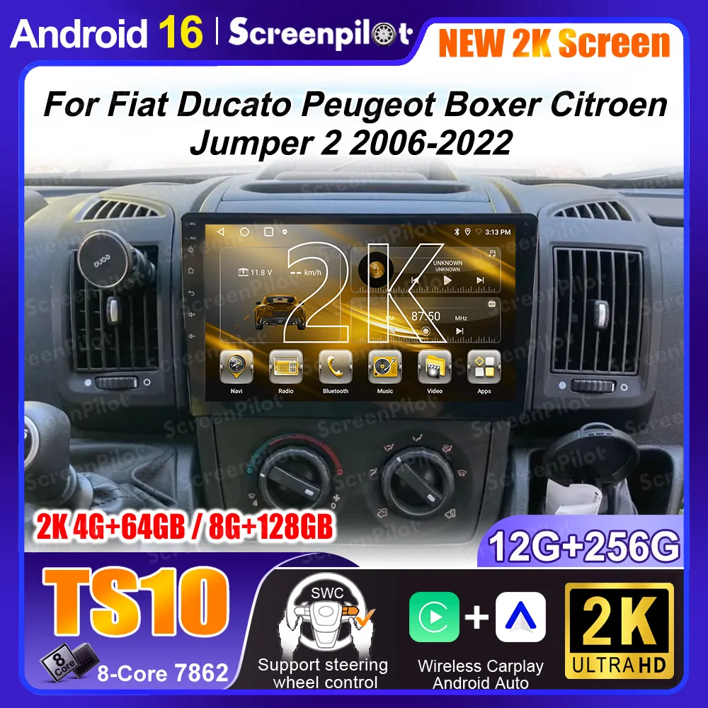 Android 16 For Fiat Ducato Peugeot Boxer Citroen Jumper 2 2006-2022 Screen Multimedia Player Navigation Stereo Auto Radio GPS BT
Android 16 For Fiat Ducato Peugeot Boxer Citroen Jumper 2 2006-2022 Screen Multimedia Player Navigation Stereo Auto Radio GPS BT