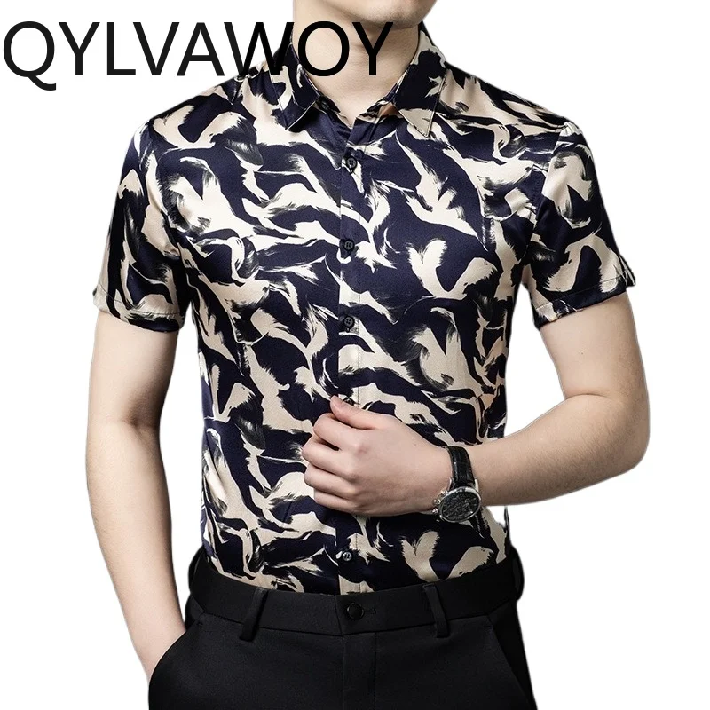 QYLVAWOY 100% Mulberry Silk Men's Shirts Floral Hawaiian Shirt Loose Tops Short Sleeve Shirts for Man Menswear Clothing Premium
QYLVAWOY 100% Mulberry Silk Men's Shirts Floral Hawaiian Shirt Loose Tops Short Sleeve Shirts for Man Menswear Clothing Premium